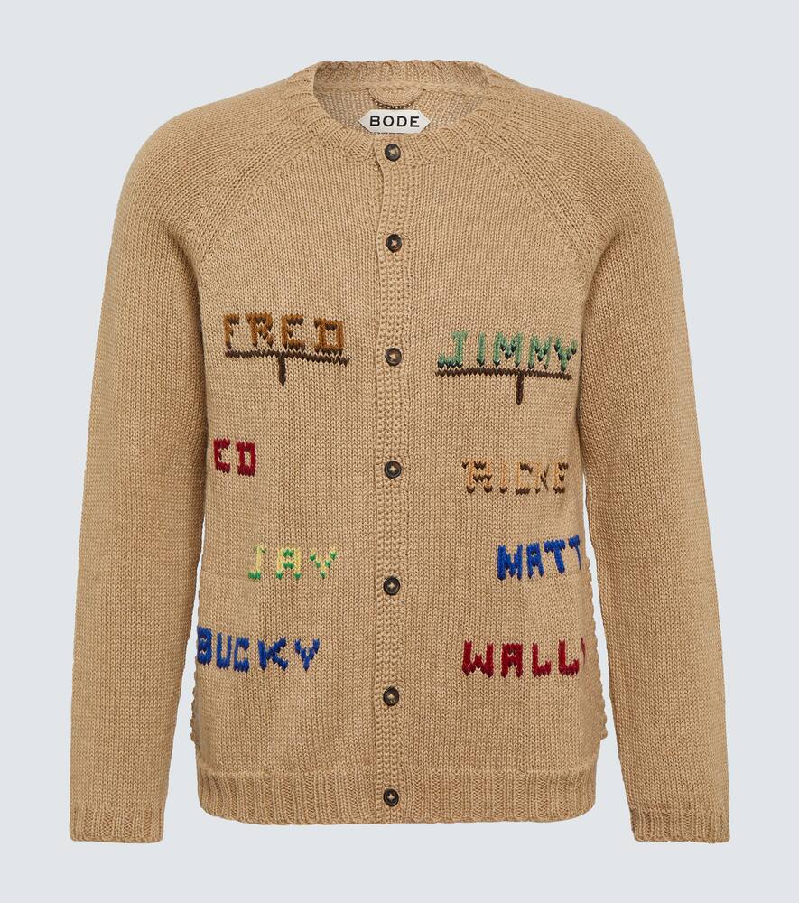 Bode Tan Roll Call Cardigan In Beige