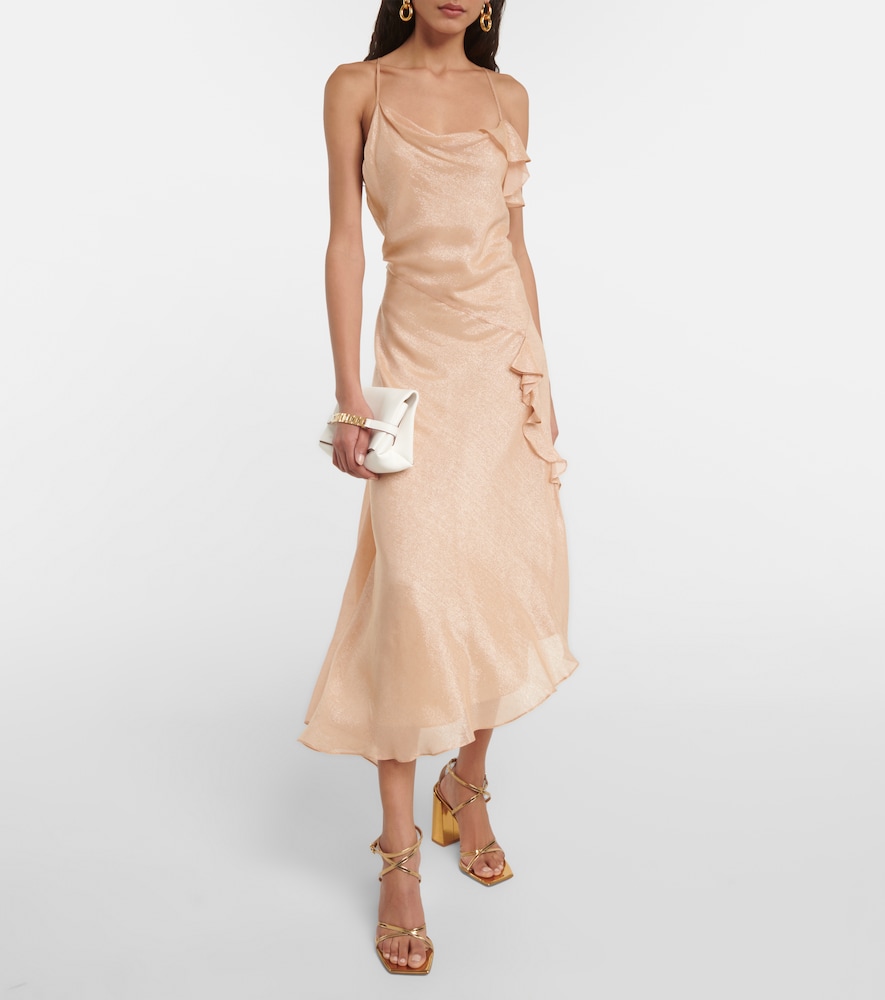 Victoria Beckham Bias Cami Lurex twill slip dress