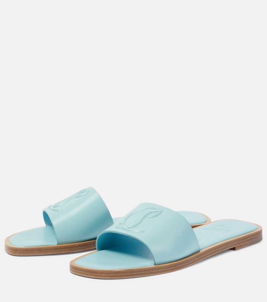  Christian Louboutin Christian Louboutin Cl Embossed Leather Mules 