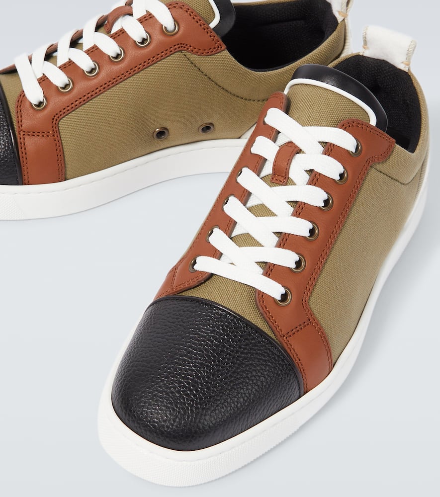 Christian Louboutin Fun Louis Junior Leather And Canvas Sneakers In Multicoloured