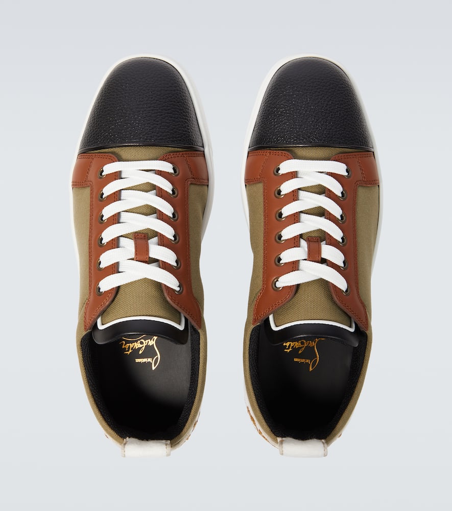 Christian Louboutin Fun Louis Junior Leather And Canvas Sneakers In Multicoloured