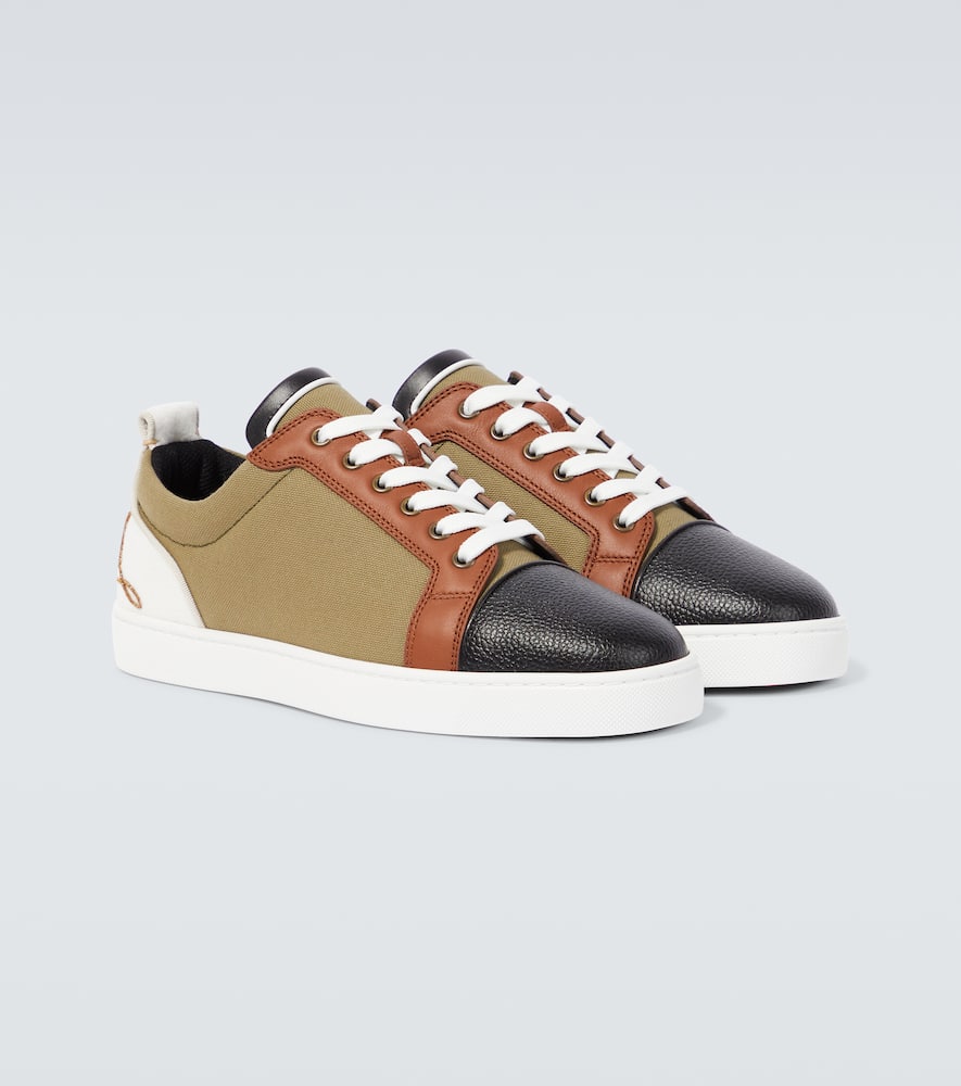 Christian Louboutin Fun Louis Junior Leather And Canvas Sneakers In Multicoloured
