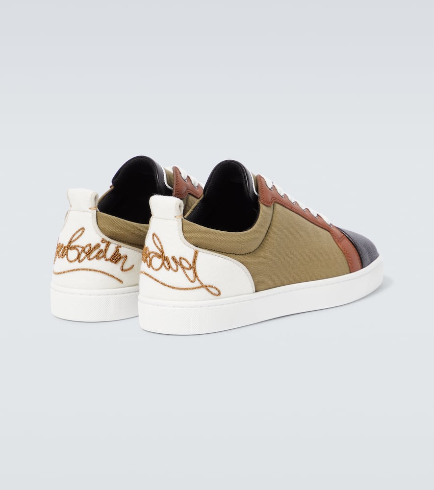 Christian Louboutin Fun Louis Junior Leather And Canvas Sneakers In Multicoloured