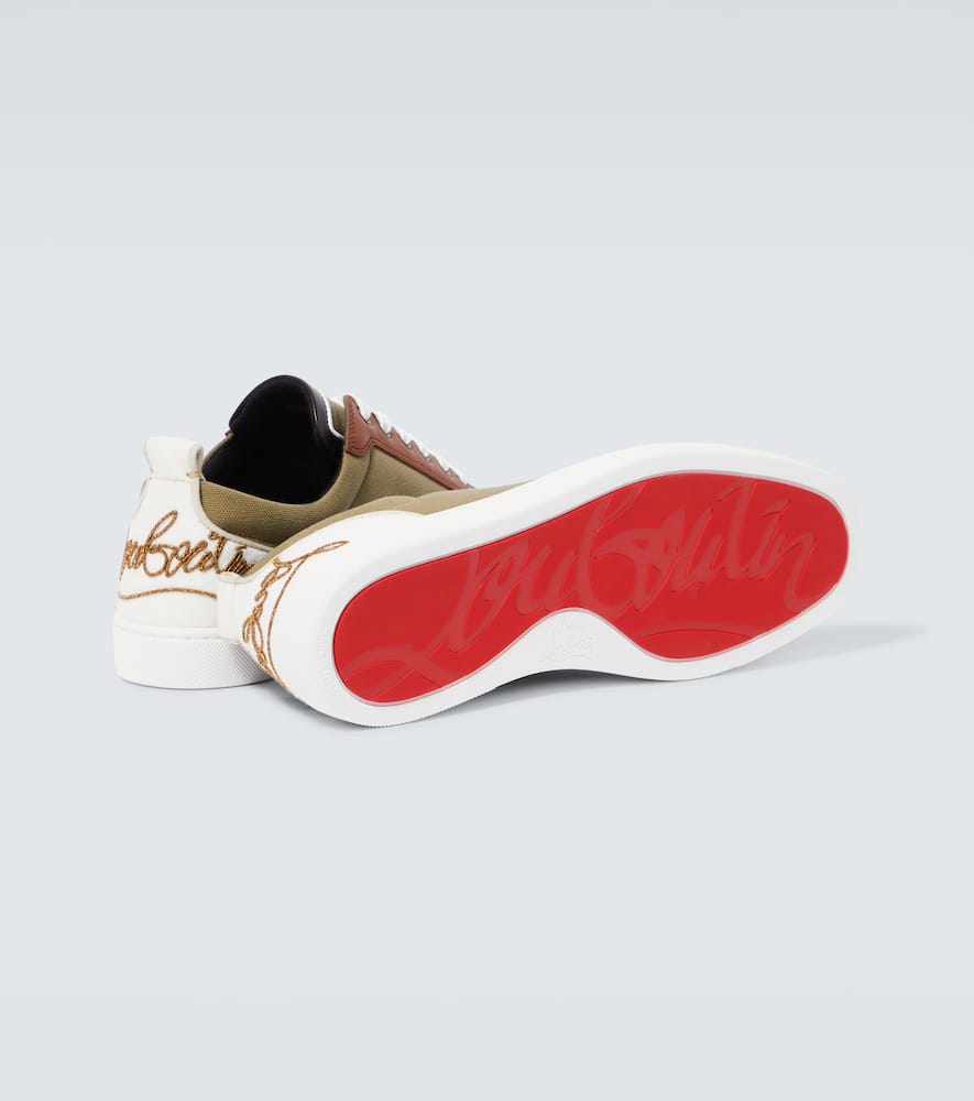 Christian Louboutin Fun Louis Junior Leather And Canvas Sneakers In Multicoloured