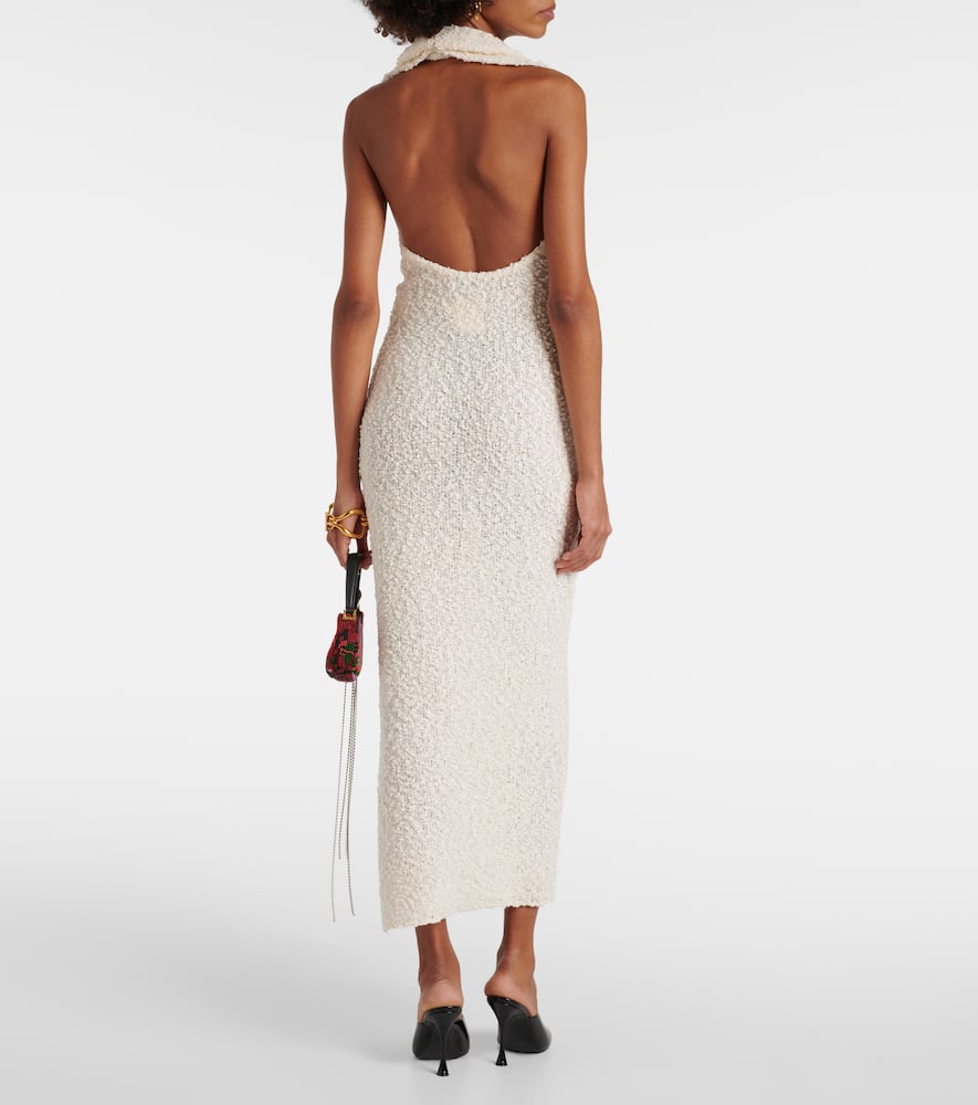 Magda Butrym Cotton Blend Knit Dress W/ Plunge Neck In Cream