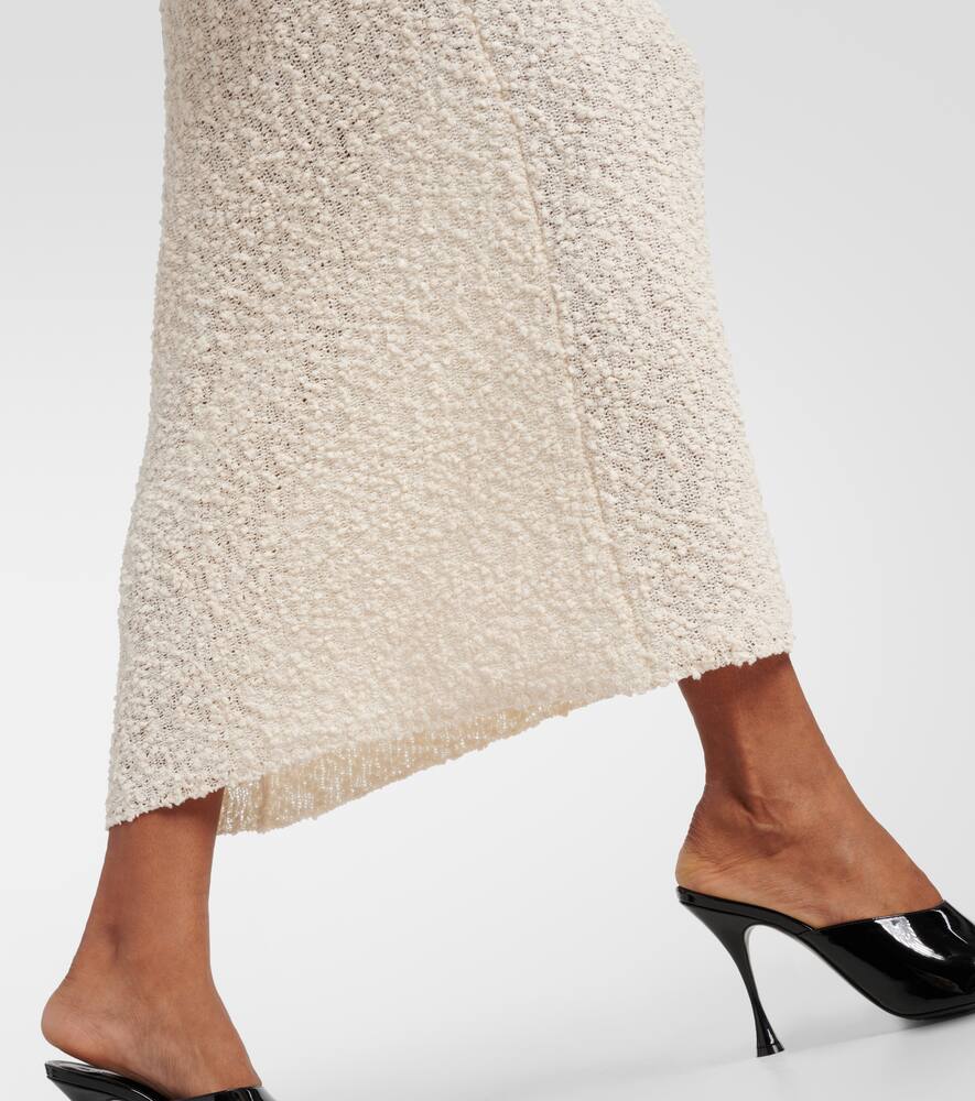 Magda Butrym Cotton Blend Knit Dress W/ Plunge Neck In Cream