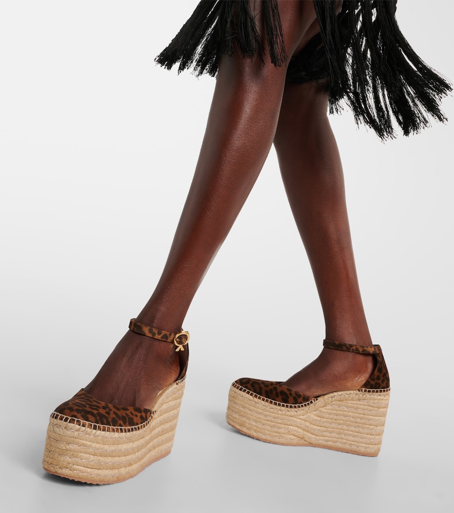 Leopard-Print Suede Espadrille Wedges