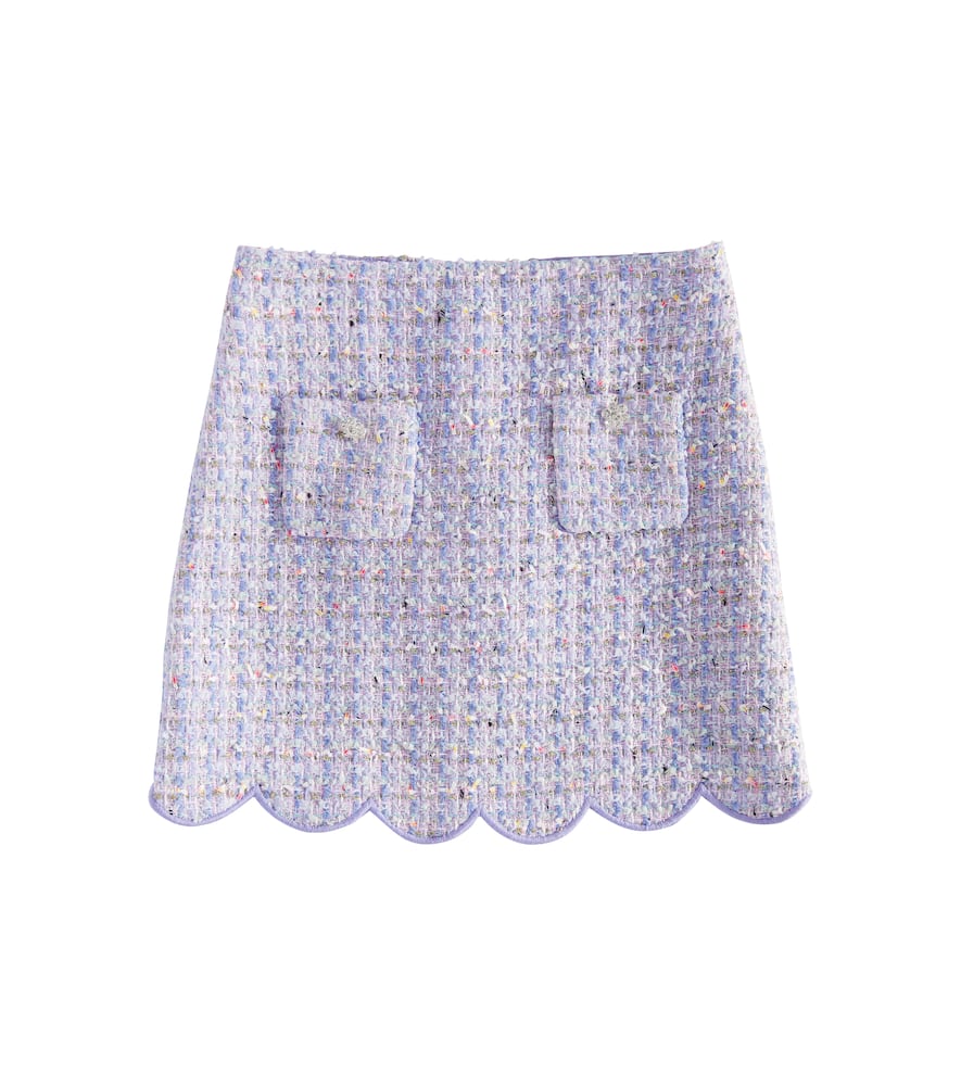 Self-Portrait Kids Scalloped bouclé skirt