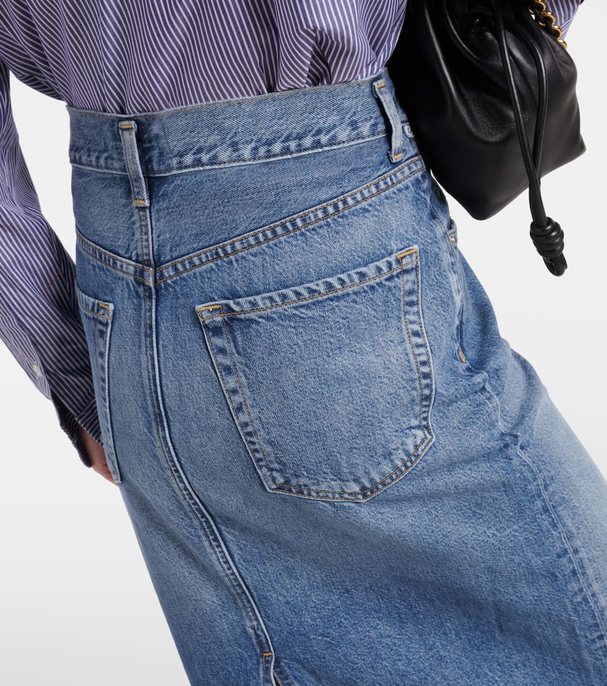 Shop Citizens Of Humanity Circolo Reworked Denim Maxi Skirt In Blue