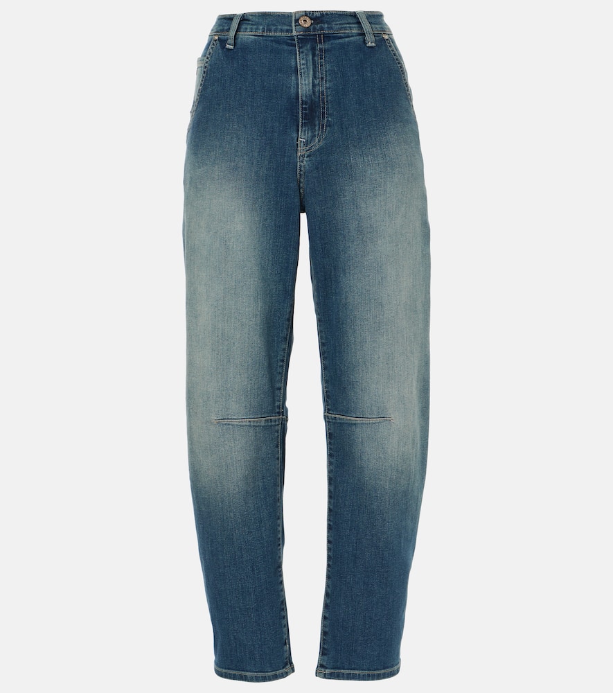 Ag High-rise Barrel-leg Jeans In Blue