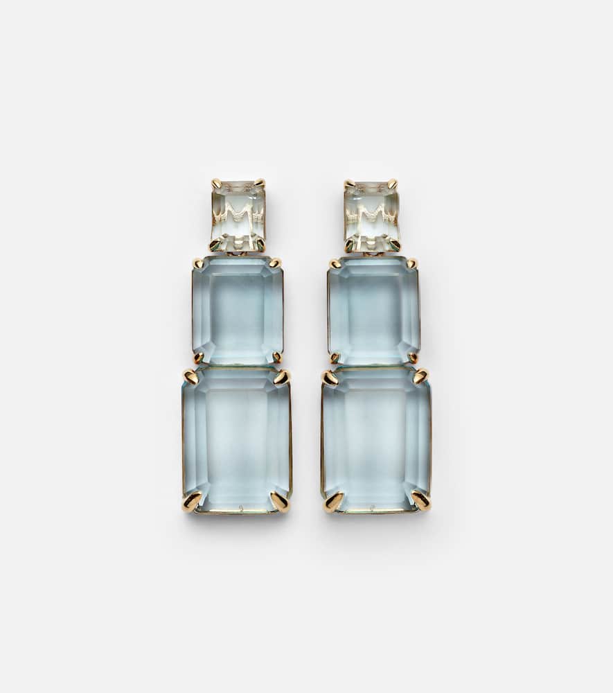 Mateo Arithmetic Composition 14kt Gold Drop Earrings With Topaz In Blue
