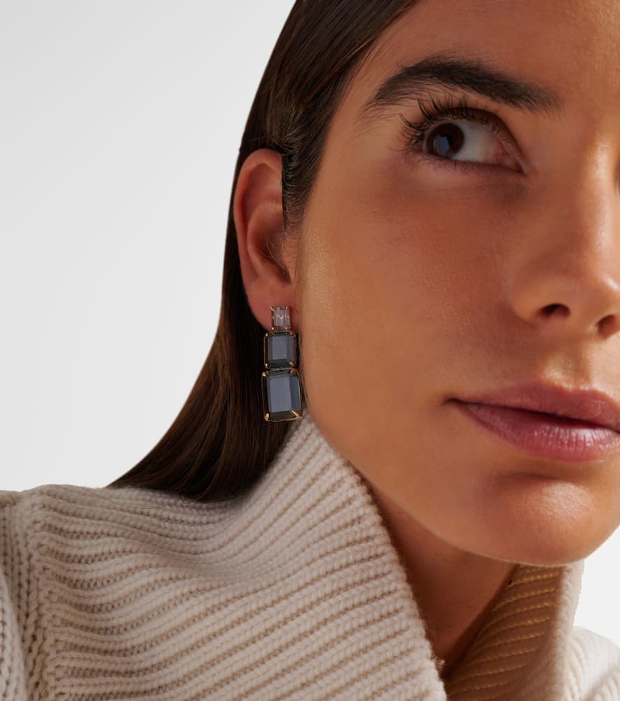 Mateo Arithmetic Composition 14kt Gold Drop Earrings With Topaz In Blue