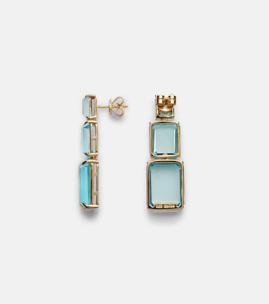Mateo Arithmetic Composition 14kt Gold Drop Earrings With Topaz In Blue