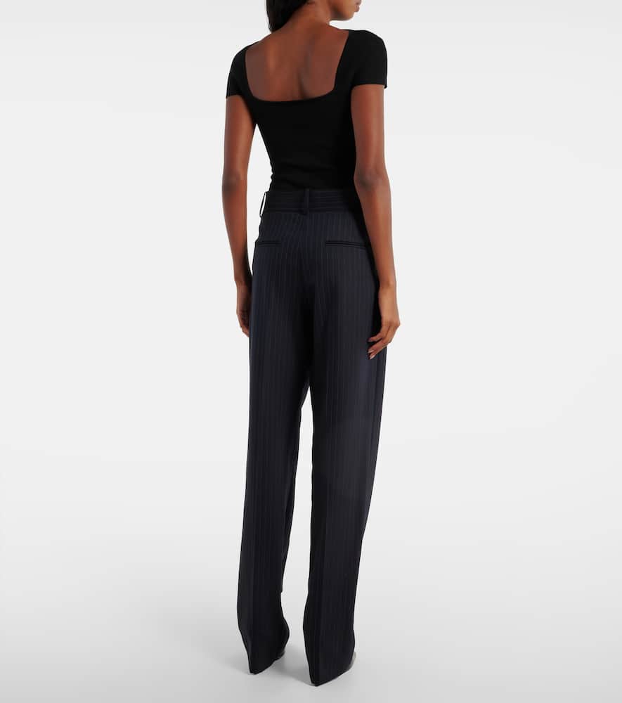 Khaite Hewitt High-rise Straight-leg Jeans In Navy / White