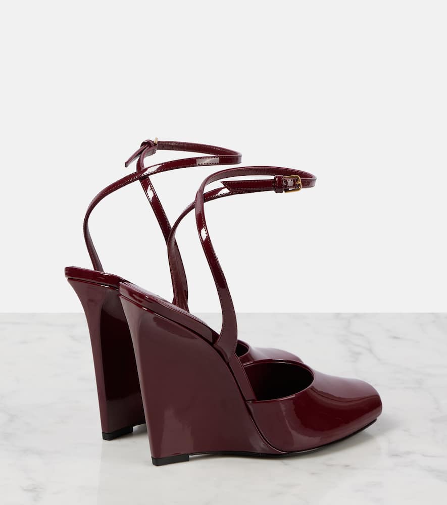 Saint Laurent La Scandale Wedge In Burgundy Patent Leather Women In Red