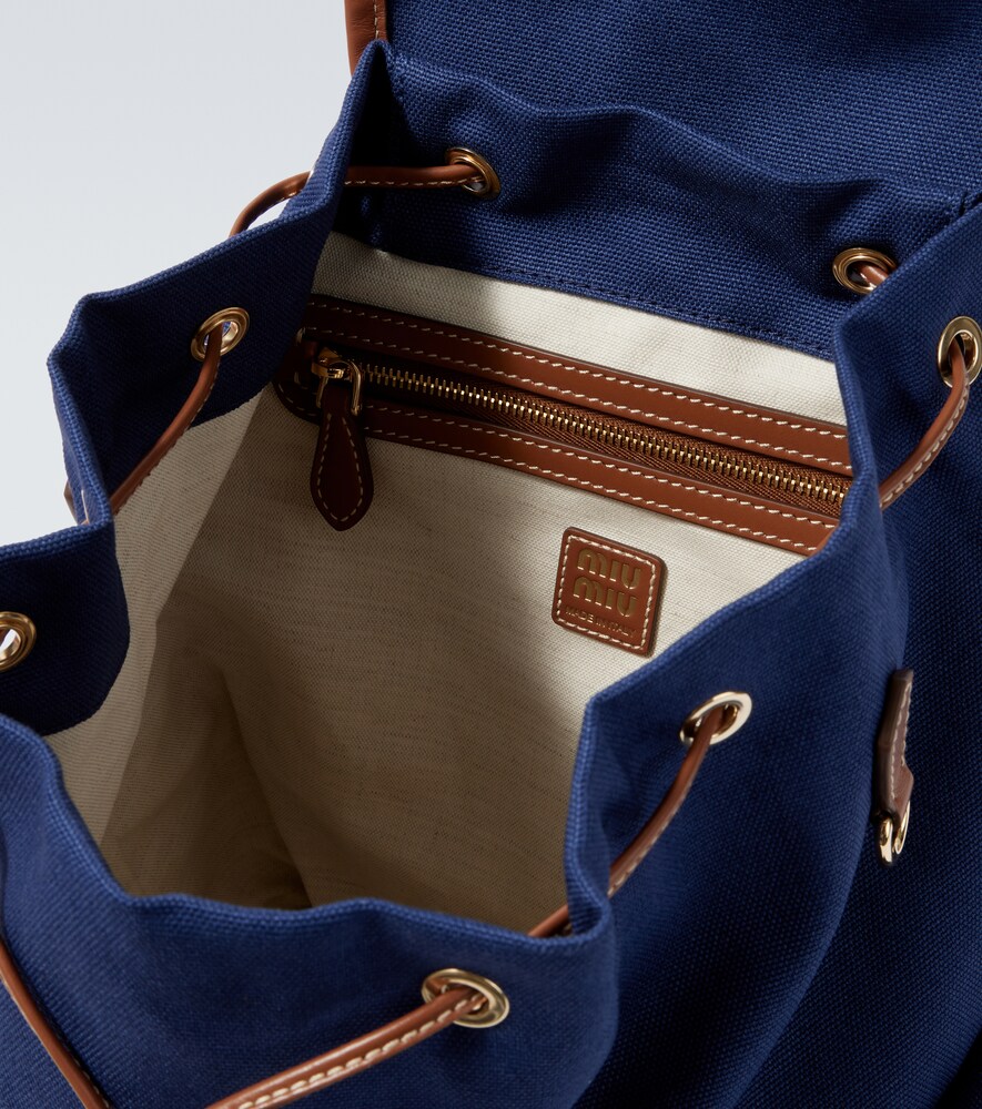 Miu Miu Miu Miu Leather-trimmed Canvas Backpack 