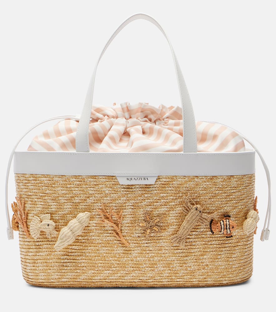 Aquazzura Marea Raffia-effect Tote Bag