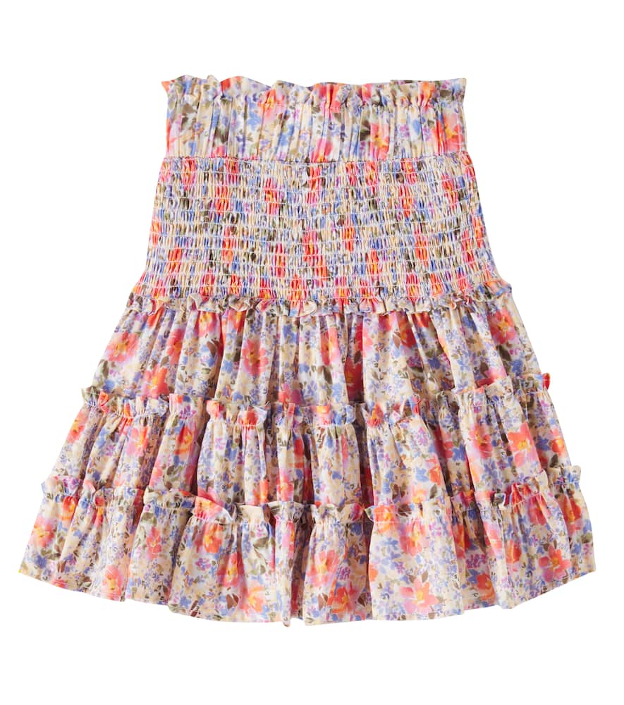 Petite Amalie Floral Tiered Cotton Voile Skirt In Multicoloured