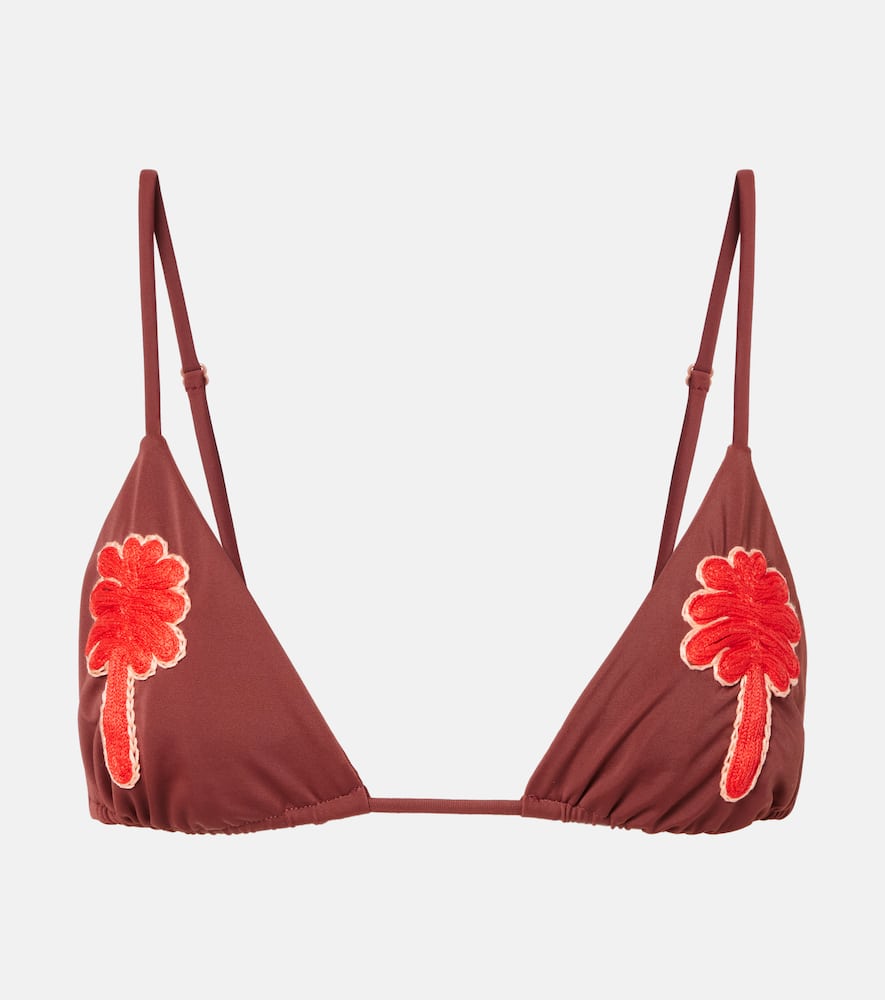 Johanna Ortiz Heatwave Palm-tree Triangle Bikini Top In Brown