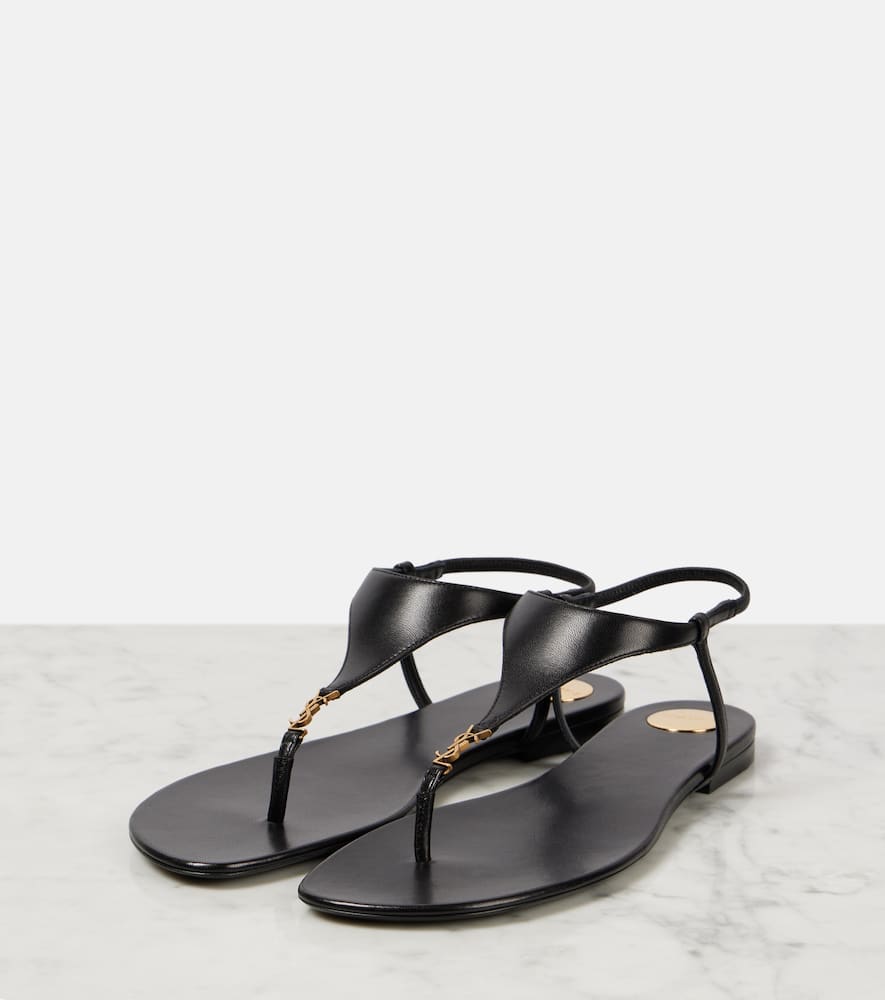 Saint Laurent Sandalen Cassandra Aus Leder In Schwarz