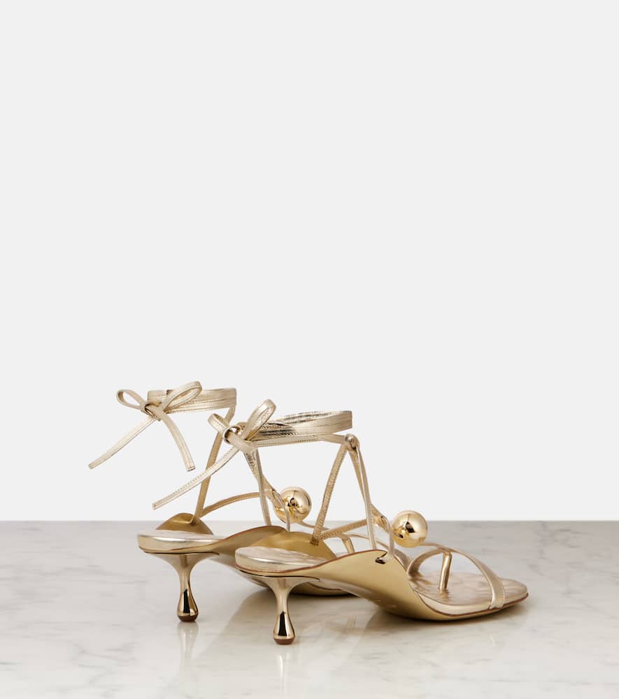 Jimmy Choo Zyra 50 Leather Heeled Sandals In Gold/gold/gold