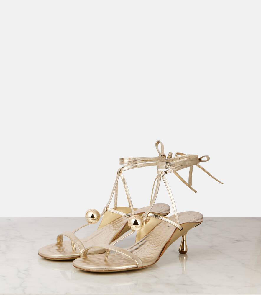 Jimmy Choo Zyra 50 Leather Heeled Sandals In Gold/gold/gold