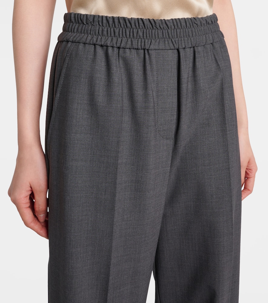 Brunello Cucinelli Pull-on Linen Wide-leg Pants In Grey