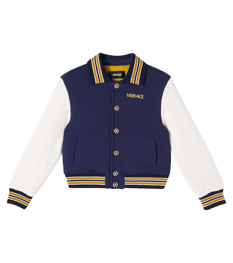 Versace Kids Safety Pin cotton varsity jacket