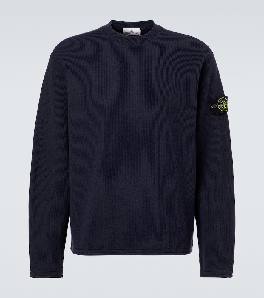 Stone Island Compass Wool-blend Sweatshirt In Blue