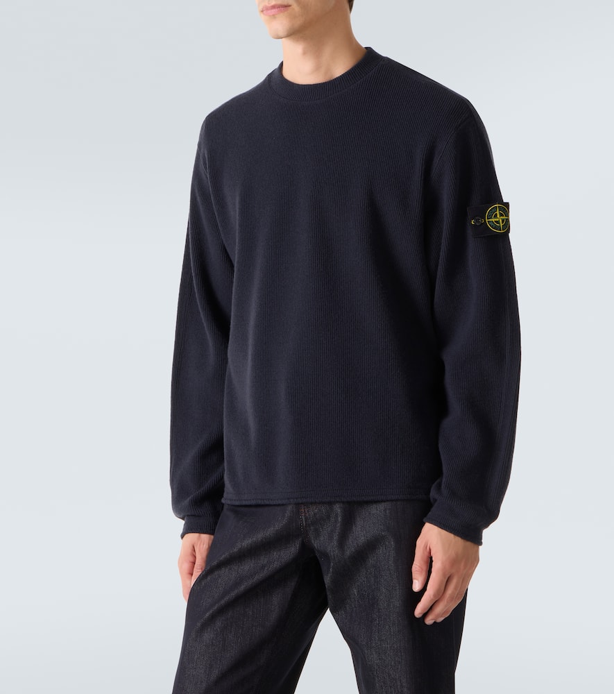 Stone Island Compass Wool-blend Sweatshirt In Blue