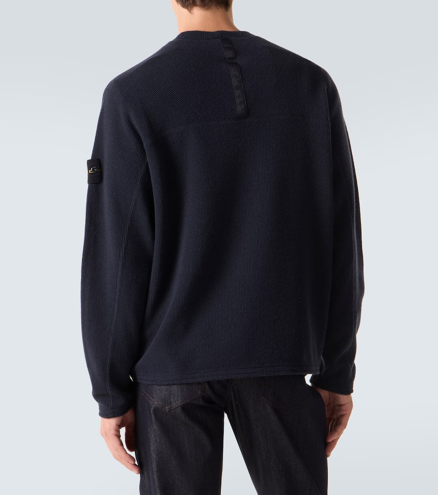 Stone Island Compass Wool-blend Sweatshirt In Blue