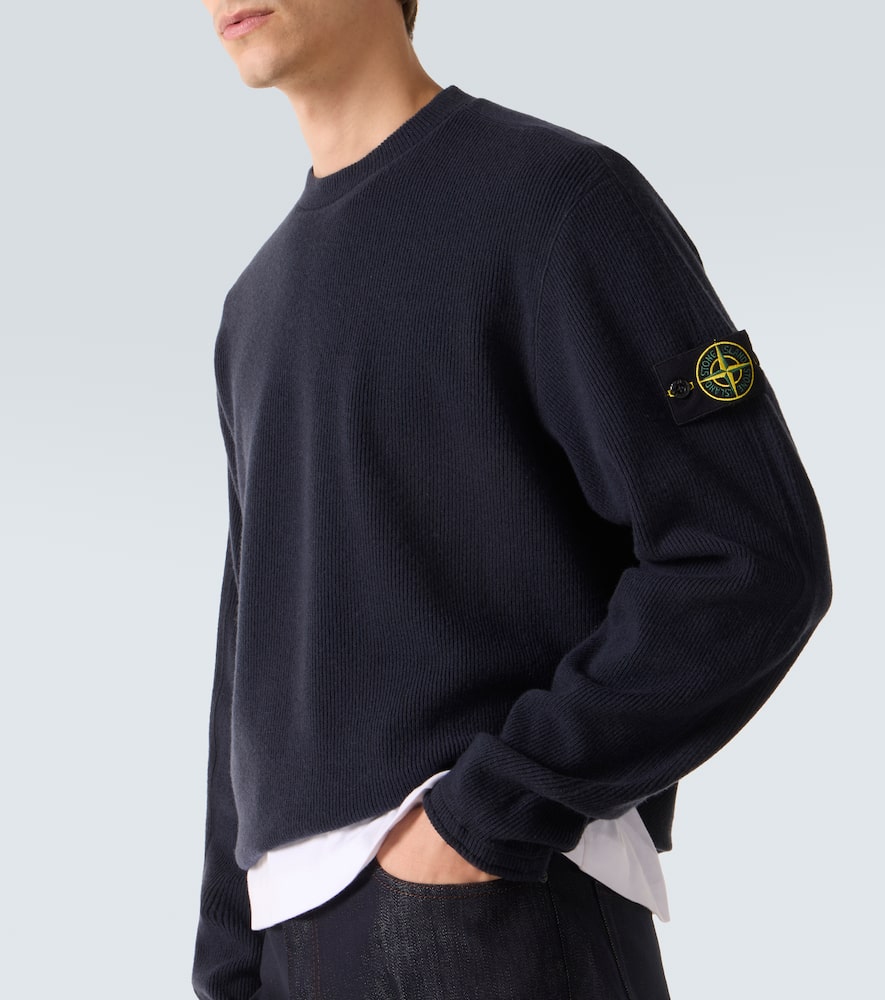 Stone Island Compass Wool-blend Sweatshirt In Blue