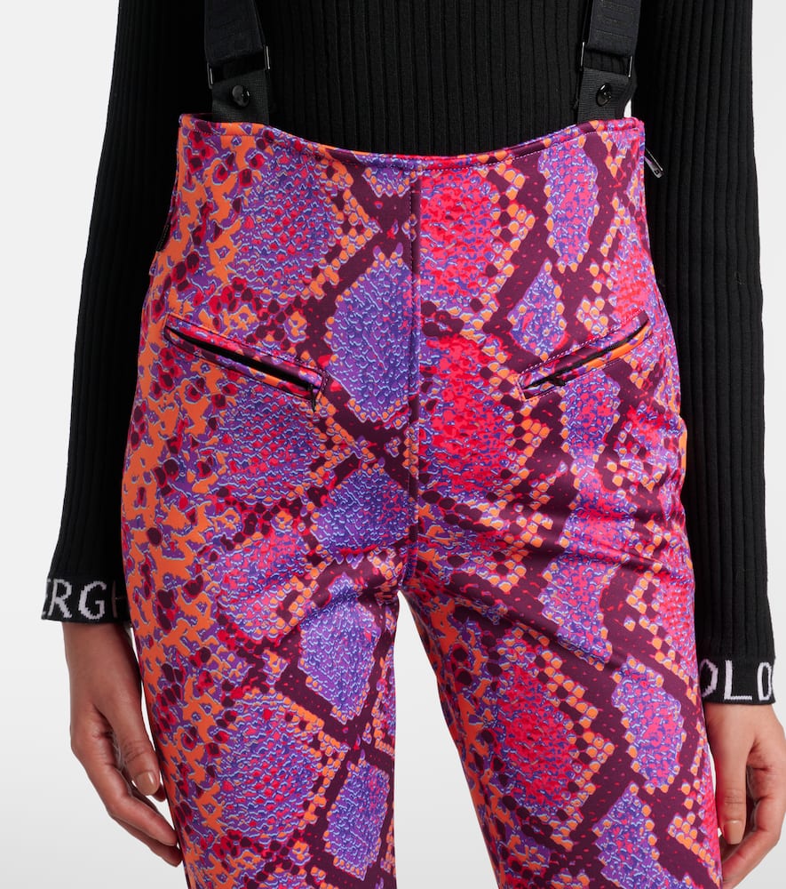 Goldbergh Elena Snake-effect Ski Salopettes In Pink