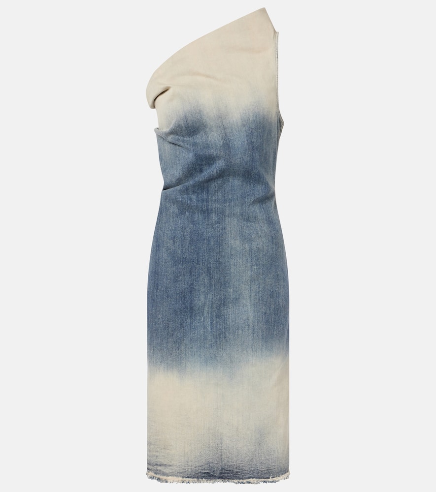 Athena one-shoulder denim midi dress