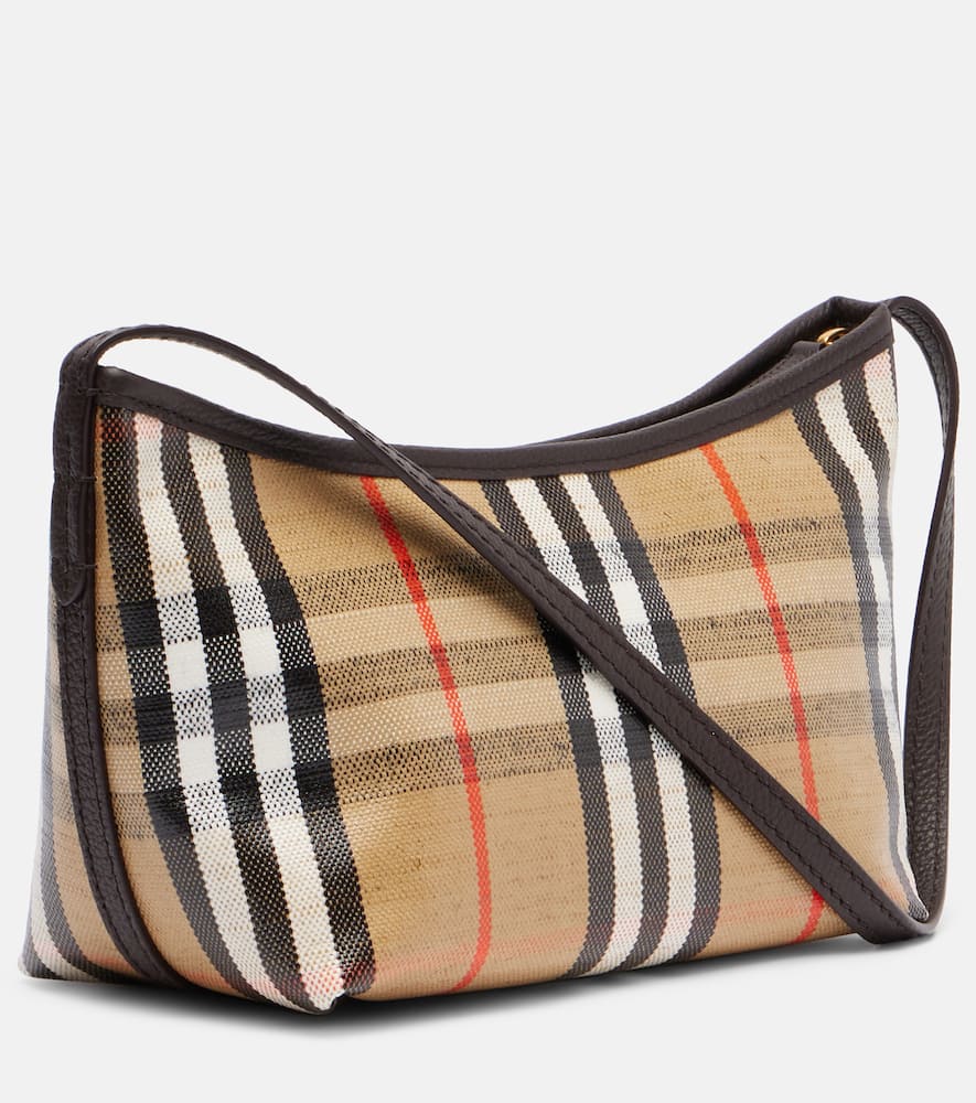 Burberry Womens Sand Mini Highlands Waxed-cotton Baguette Shoulder Bag In Brown
