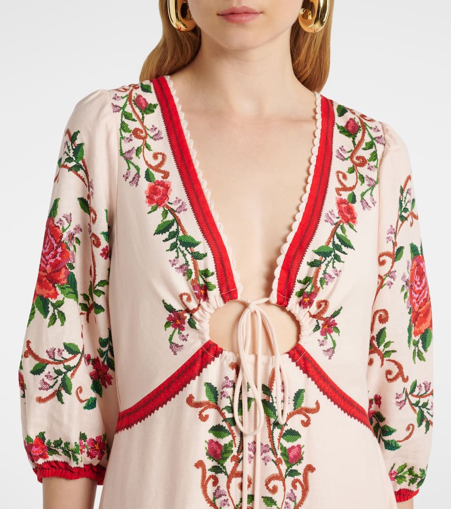 Farm Rio Pink Flower Tapestry Lenzing Ecovero Euroflax Maxi Dress