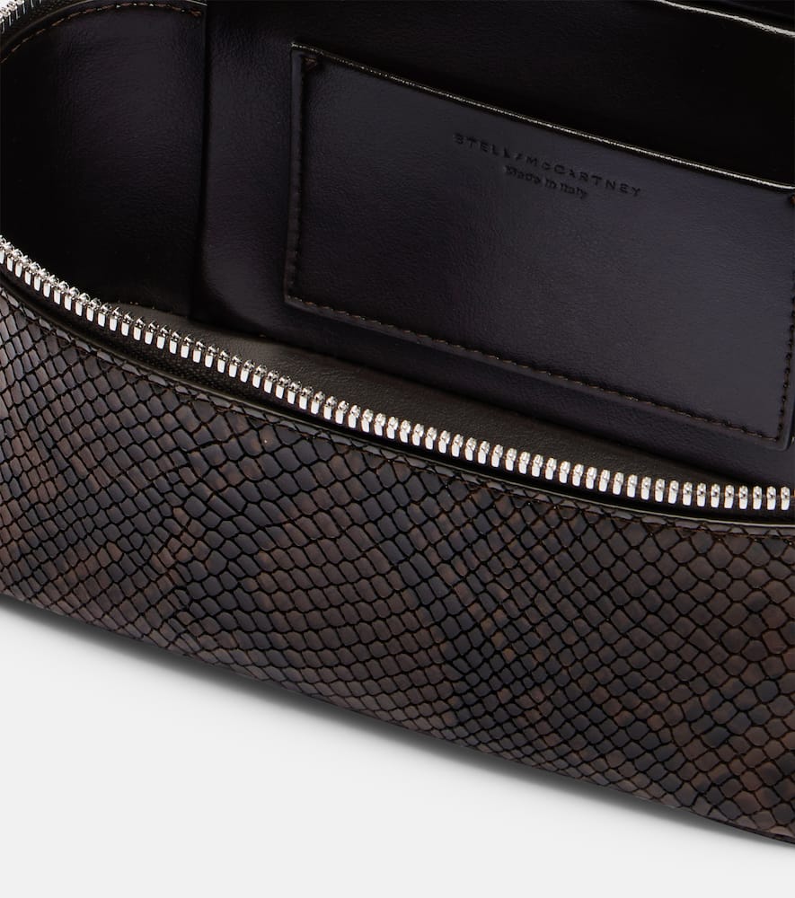 Stella Mccartney Falabella Small Snake-effect Pouch In Brown