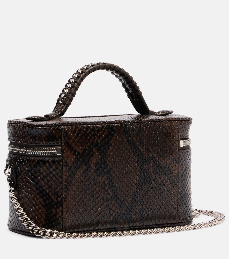 Stella Mccartney Falabella Small Snake-effect Pouch In Brown