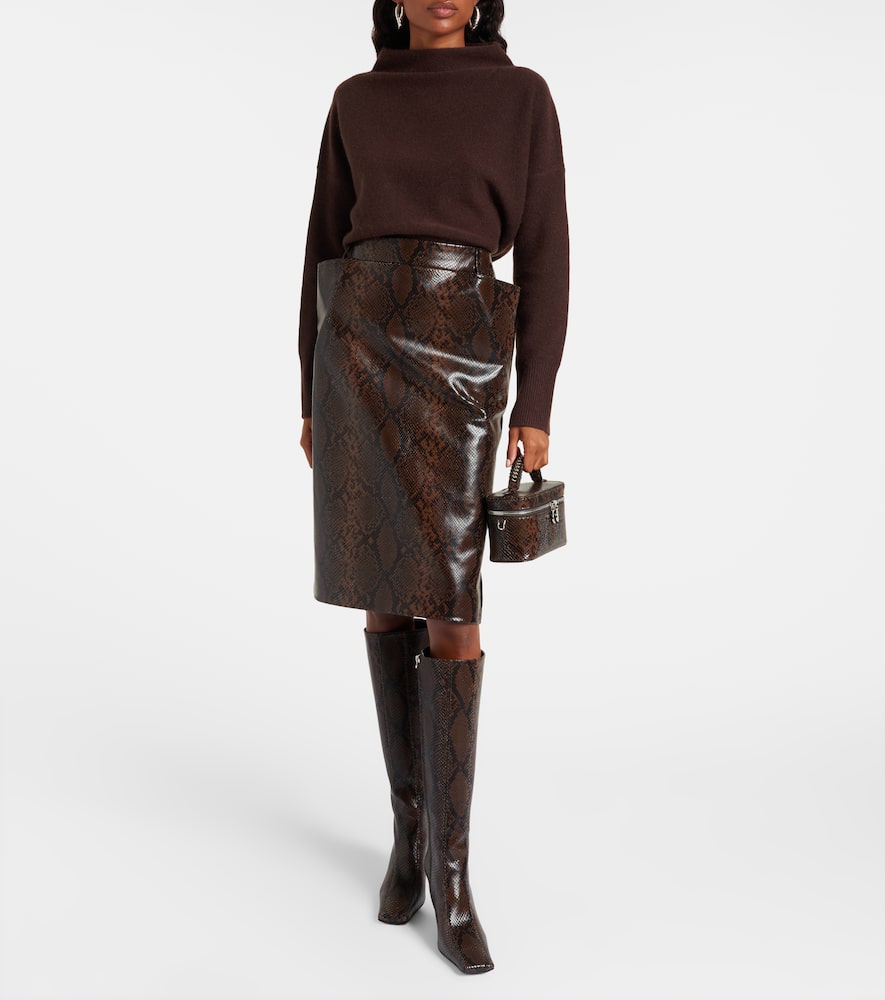 Stella Mccartney Falabella Small Snake-effect Pouch In Brown