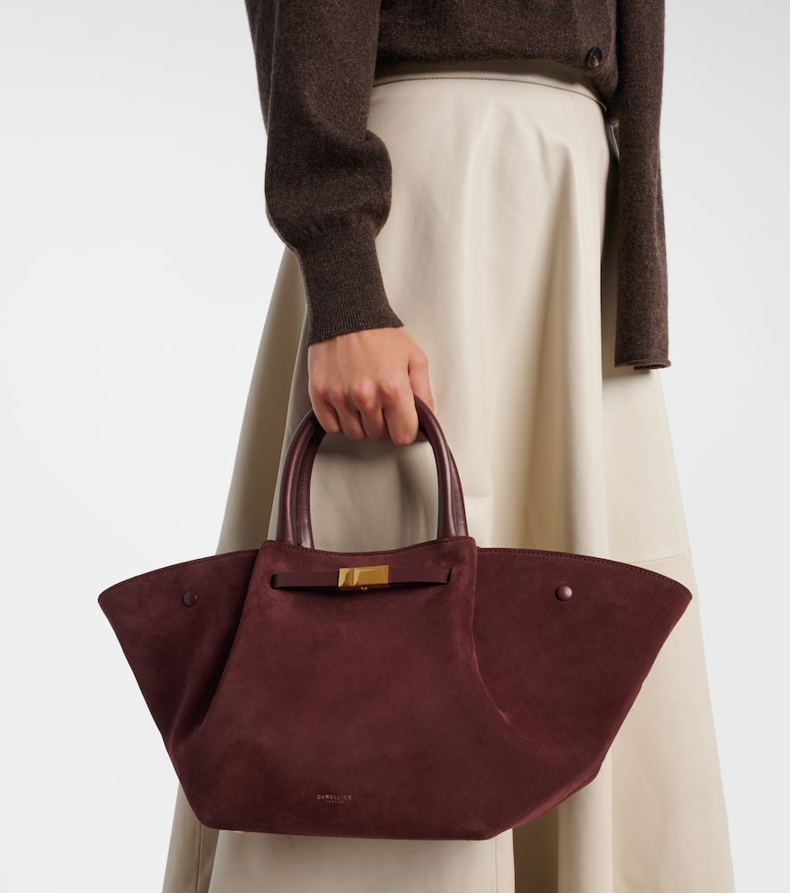 Demellier Tote Bag New York Medium Aus Veloursleder In Red