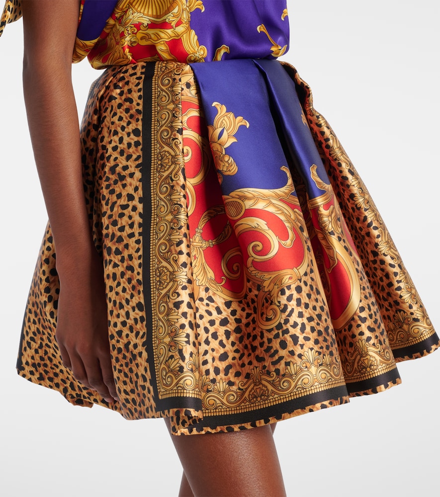  Versace Versace Pleated Printed Satin Miniskirt 