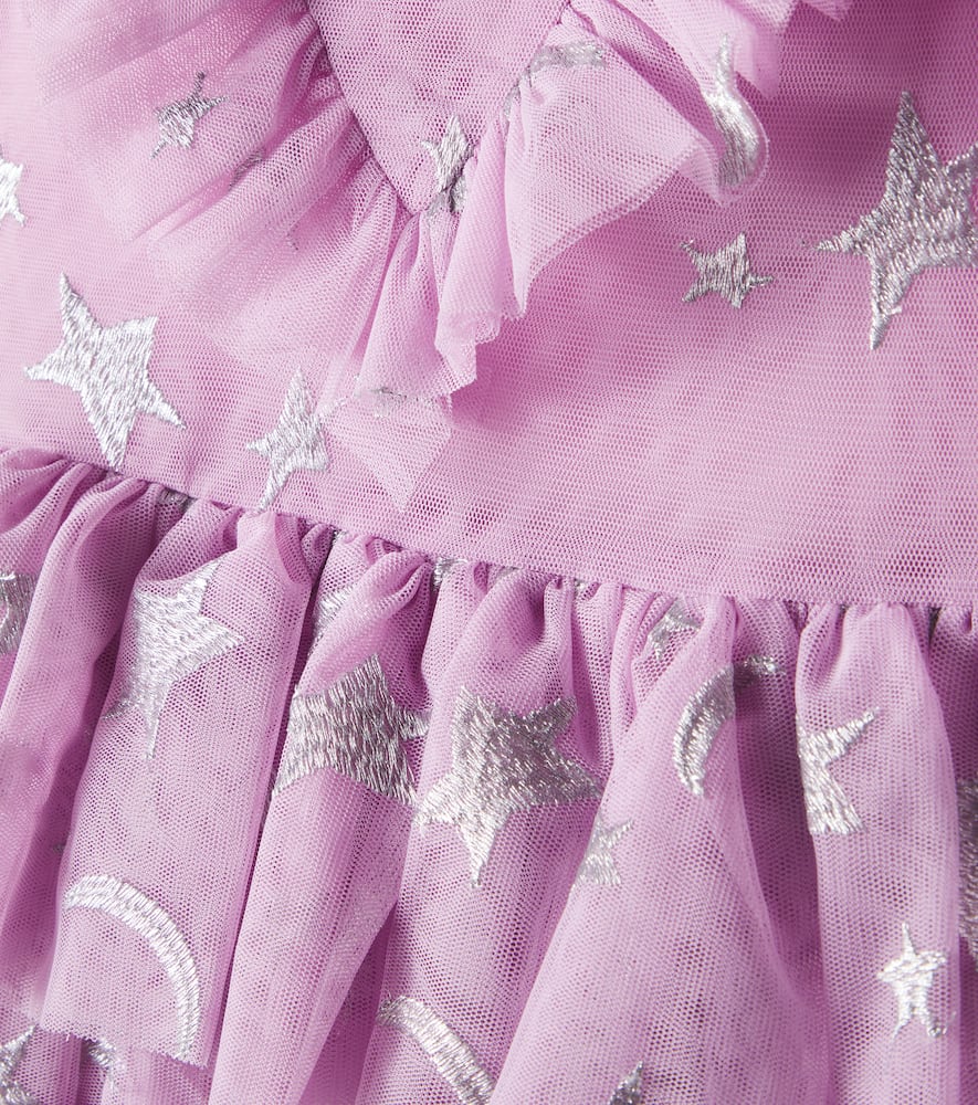 Stella Mccartney Embroidered Ruffled Tulle Dress In Purple