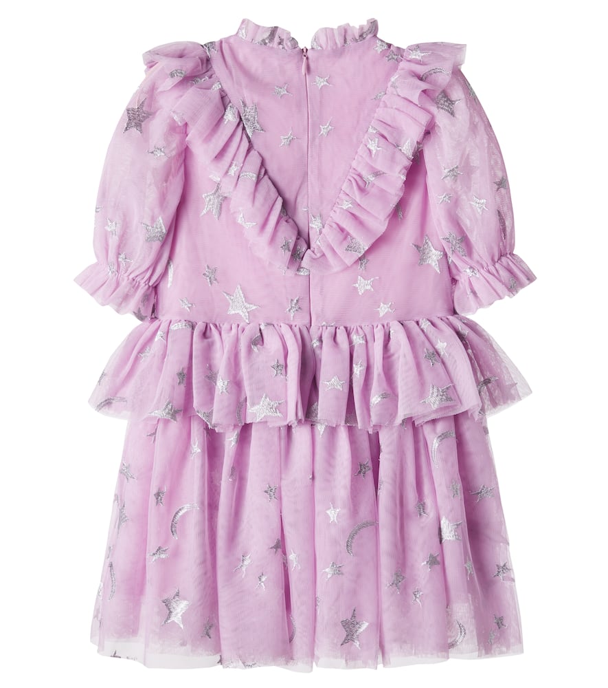 Stella Mccartney Embroidered Ruffled Tulle Dress In Purple