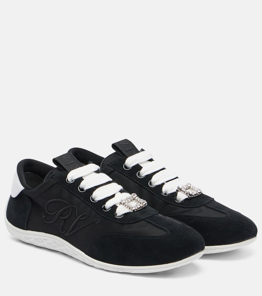 Roger Vivier Viv Low suede-trimmed satin sneakers