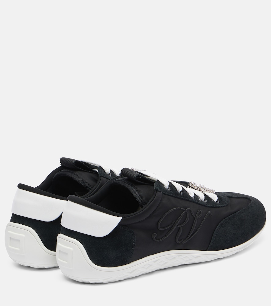  Roger Vivier Roger Vivier Viv Low Suede-trimmed Satin Sneakers 