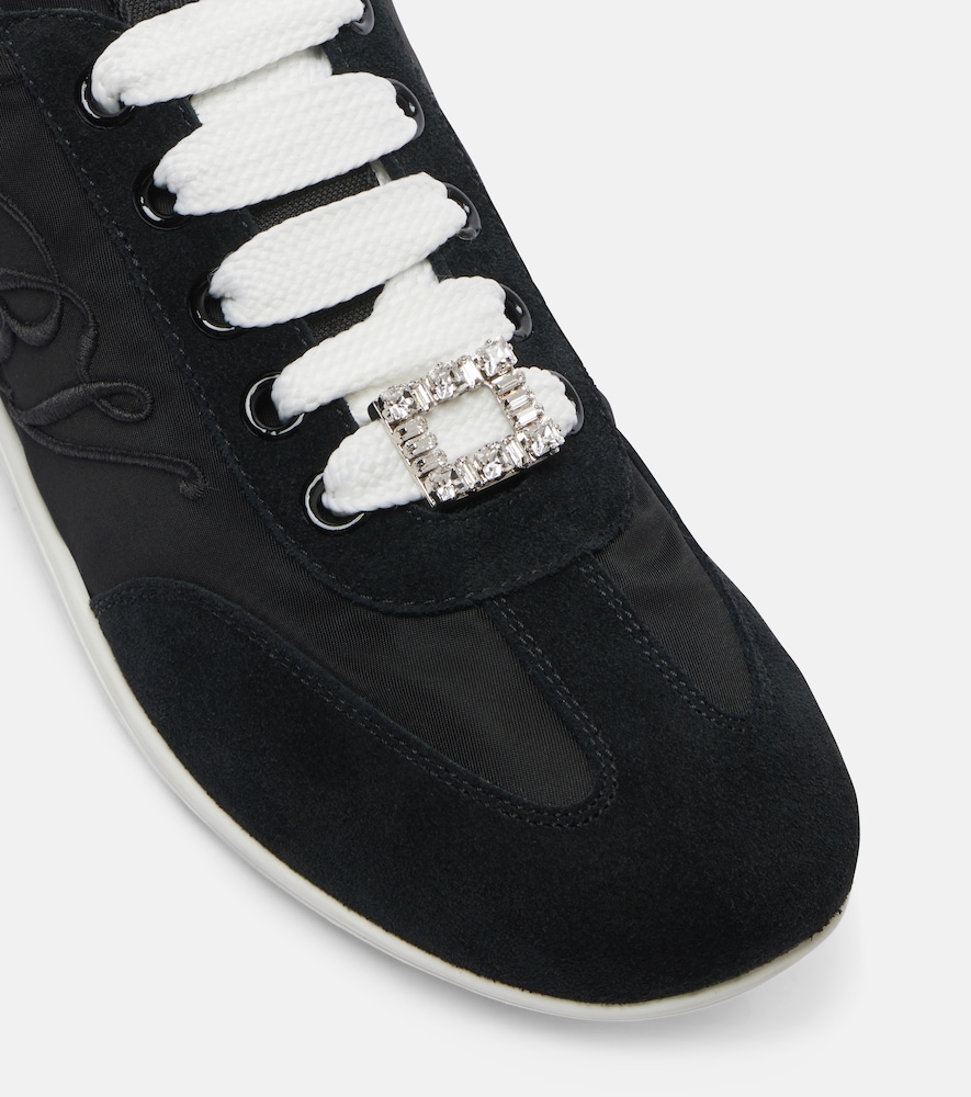  Roger Vivier Roger Vivier Viv Low Suede-trimmed Satin Sneakers 