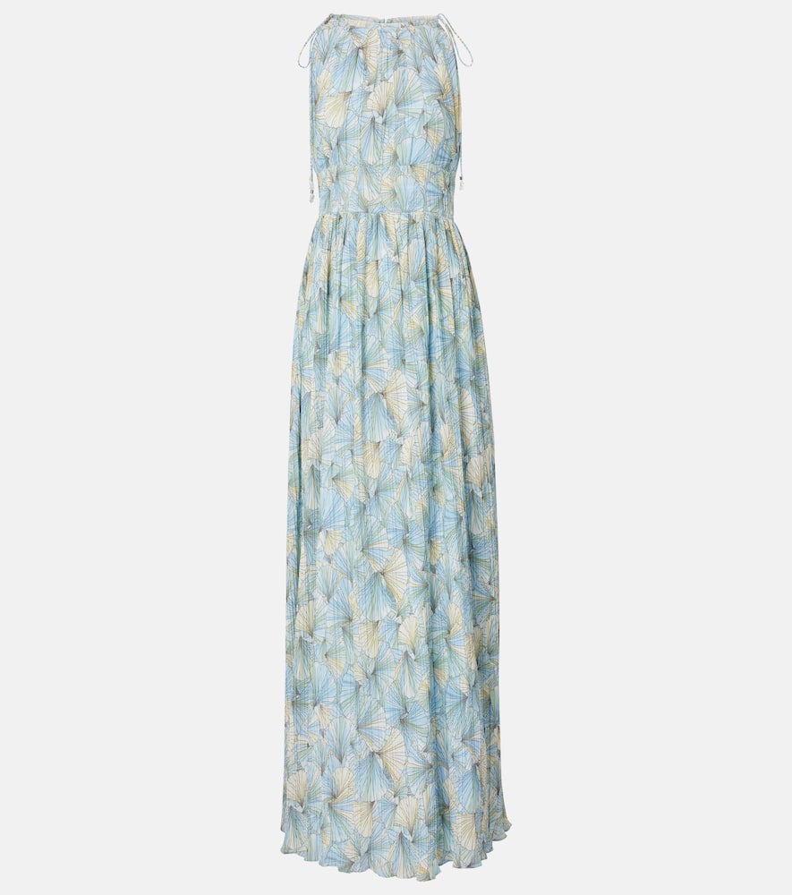 Yardley floral pleated chiffon gown