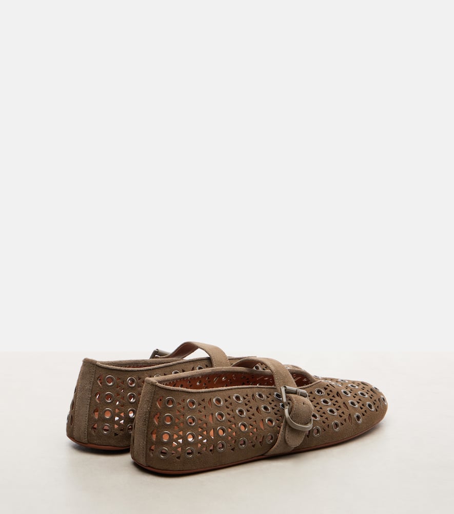 Alaïa La Ballerine Suede Mary Jane Flats In Brown