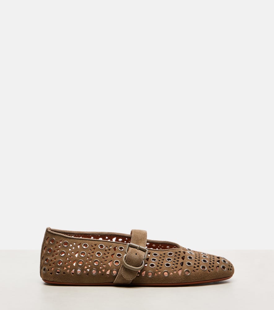 Alaïa La Ballerine Suede Mary Jane Flats In Brown