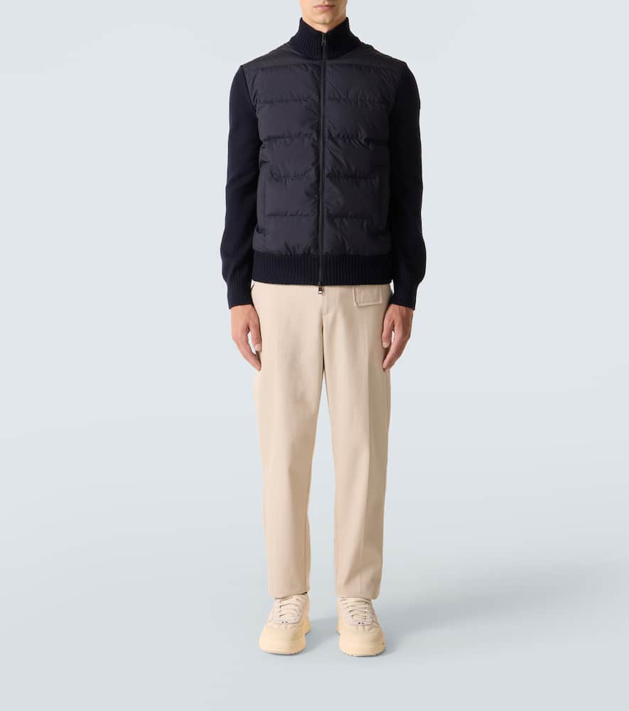 Moncler Down-paneled Wool Cardigan In Black